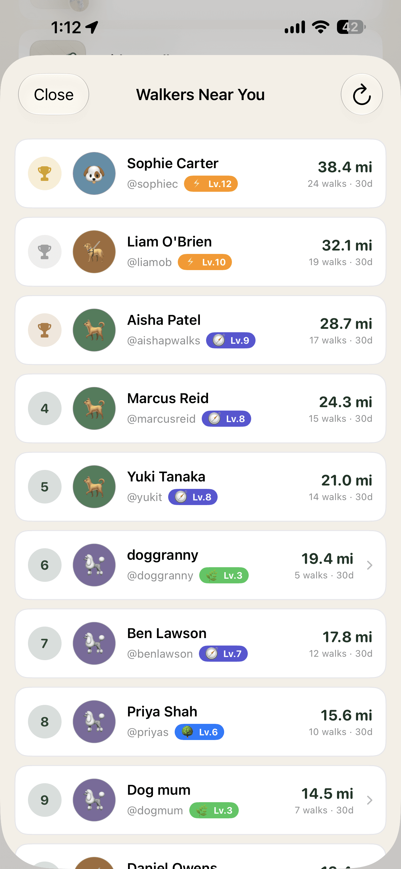Sniffari walkers-near-you leaderboard
